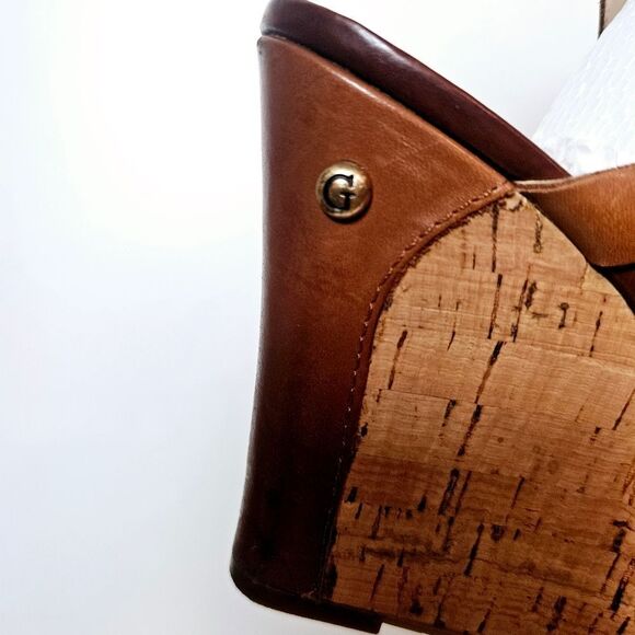 Guess Y2K Inspo Brown Leather Strappy Platform Wedge Sandals Size 9.5 - Picture 9 of 11